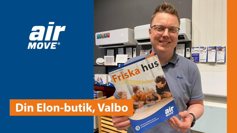 Anders Vestlund är butikschef för Din Elon-butik i Valbo och han tycker att Airmoves produkter kompletterar deras utbud av luftvärmepumpar och värmekällor på ett jättebra sätt.